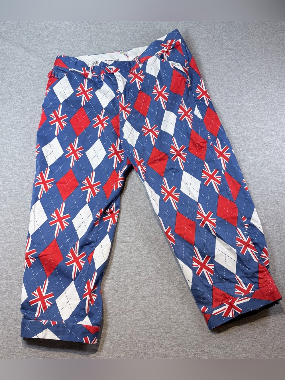 Royal & Awesome British UK Flag Golf Pants 34/32 Mens Cotton Knickers